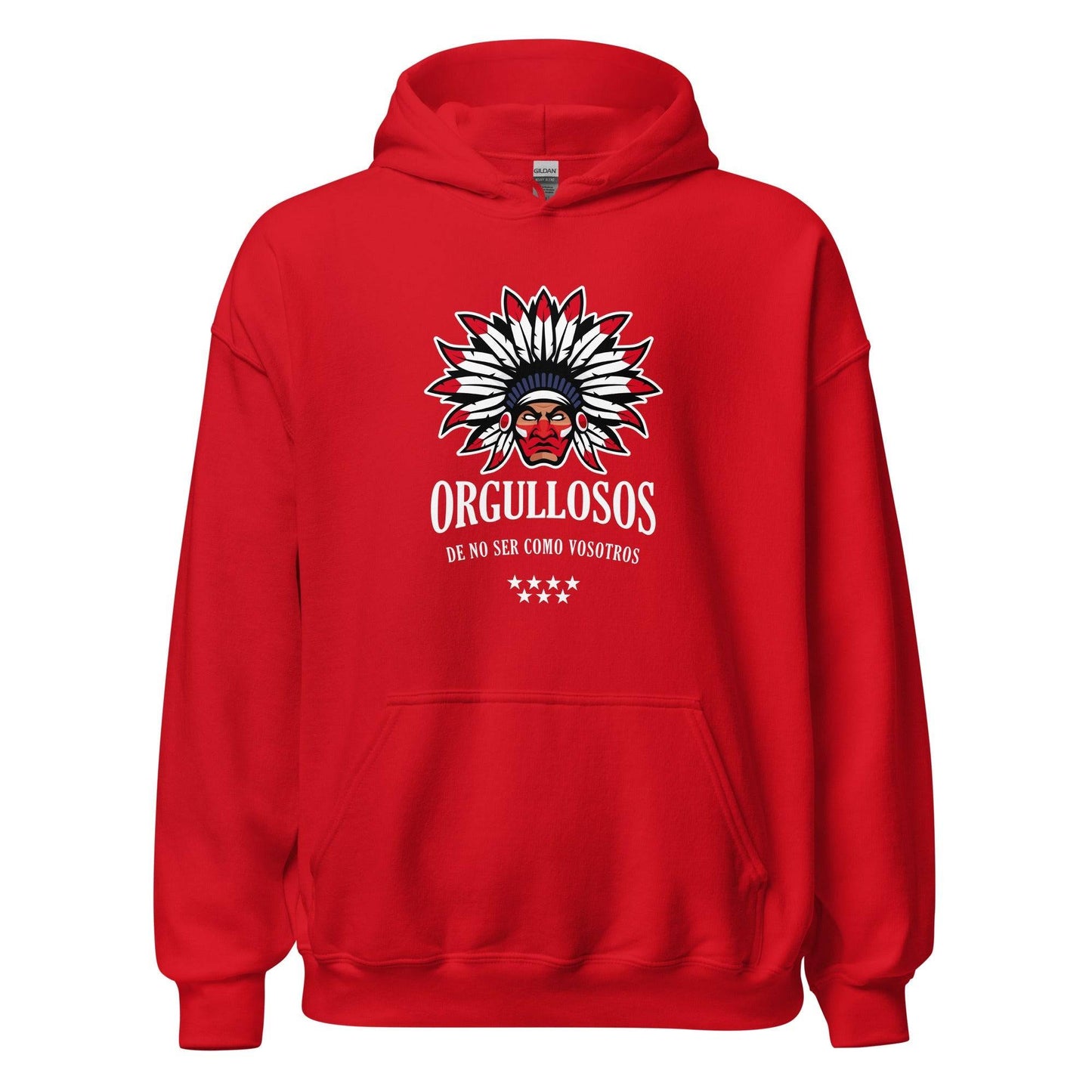 Sudadera capucha roja Atlético Madrid equipo fútbol Orgullosos de no Ser Como Vosotros front