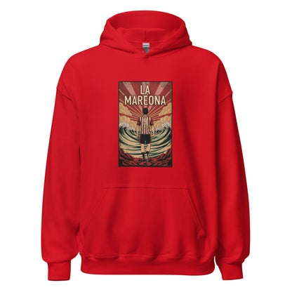 Sudadera capucha roja Sporting Gijón equipo fútbol La Mareona front