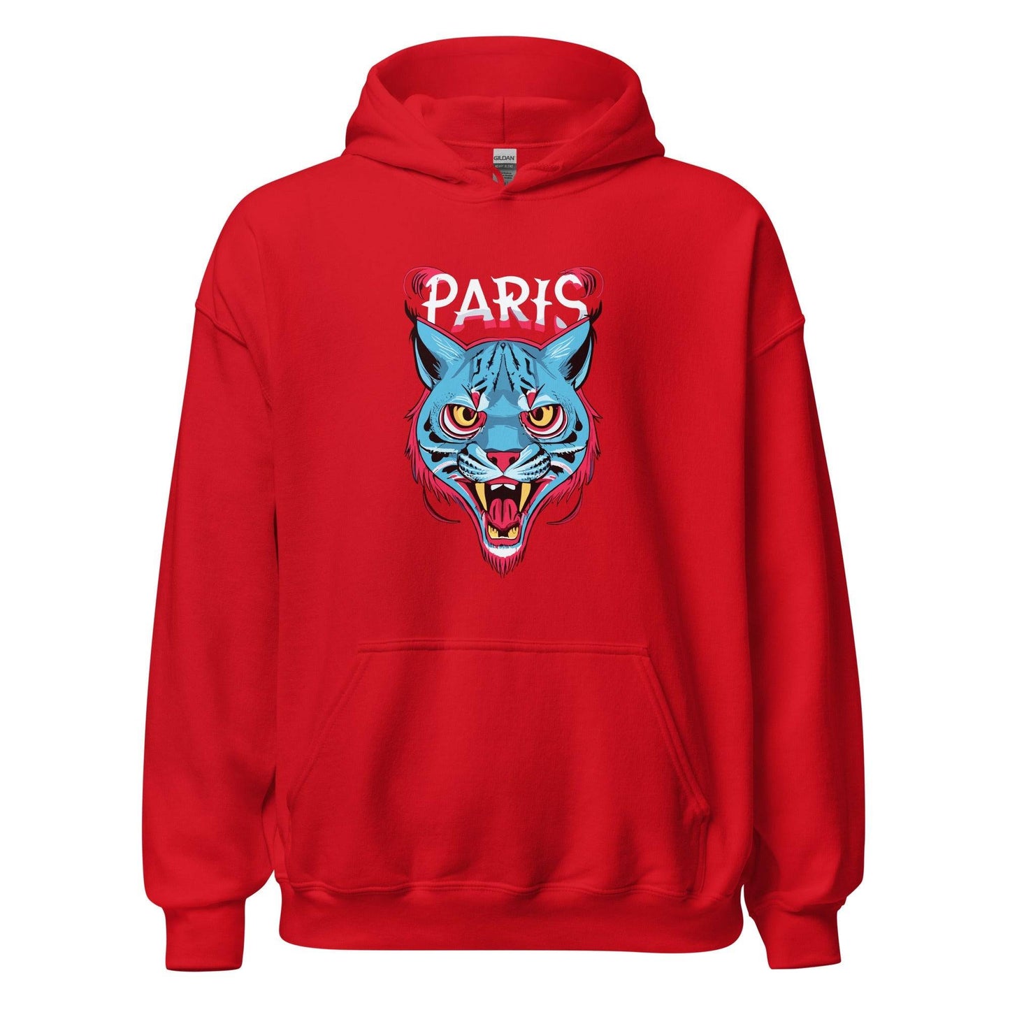 Sudadera capucha roja Paris Saint-Germain equipo fútbol con lince front