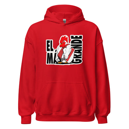Hoodie River Plate rojo equipo fútbol El Más Granse con imagen gallina front