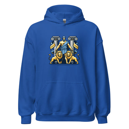 Sudadera capucha azul Cádiz equipo fútbol Hércules con dos leones front