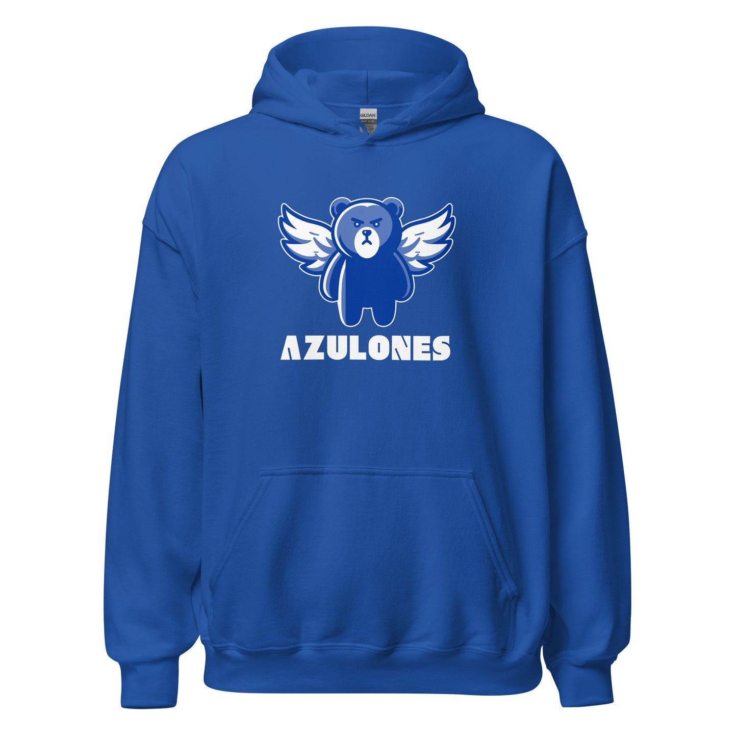 Hoodie Getafe azul equipo fútbol Azulones con oso alado front