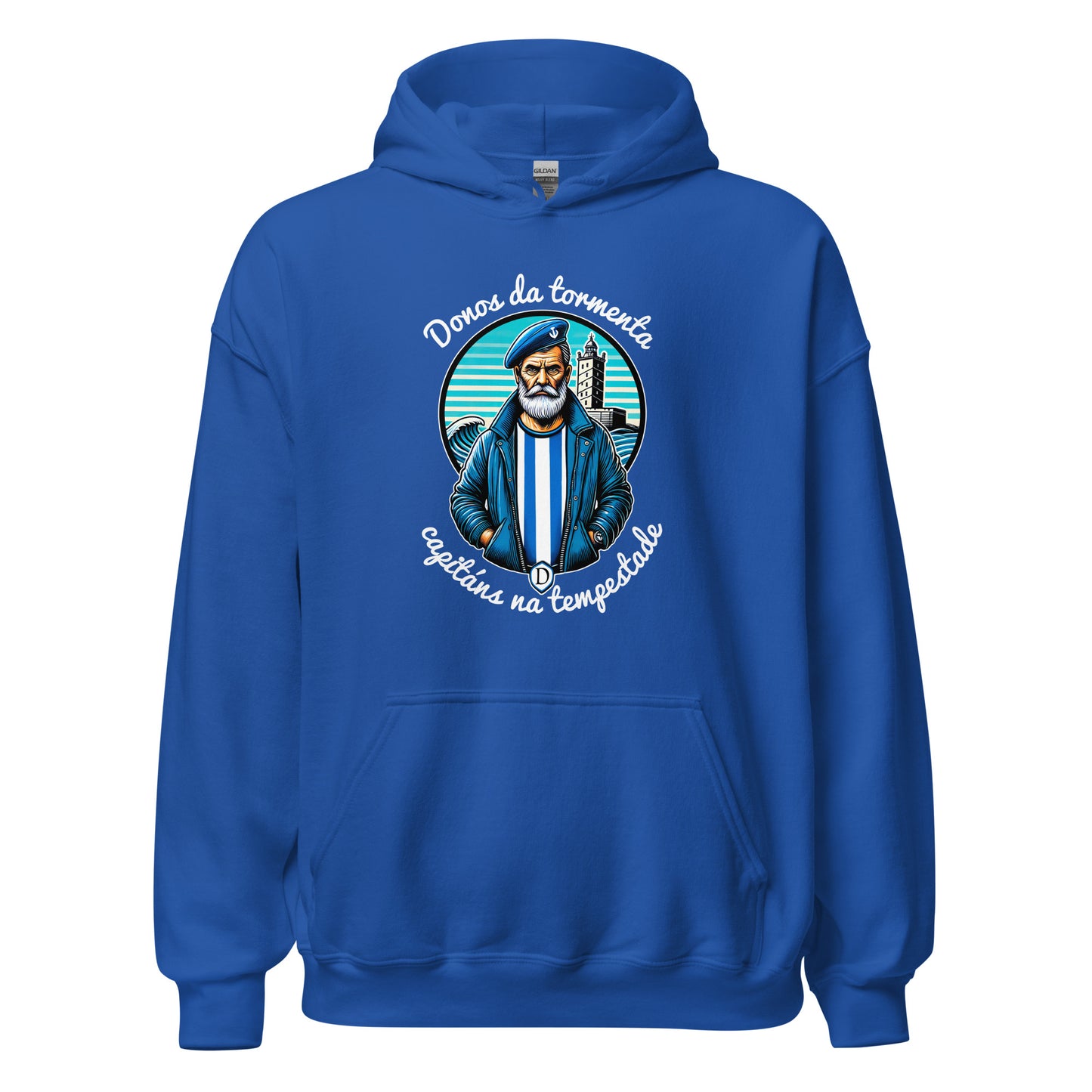 Hoodie Deportivo Coruña azul equipo fútbol Donos da Tempestade con imagen marinero front