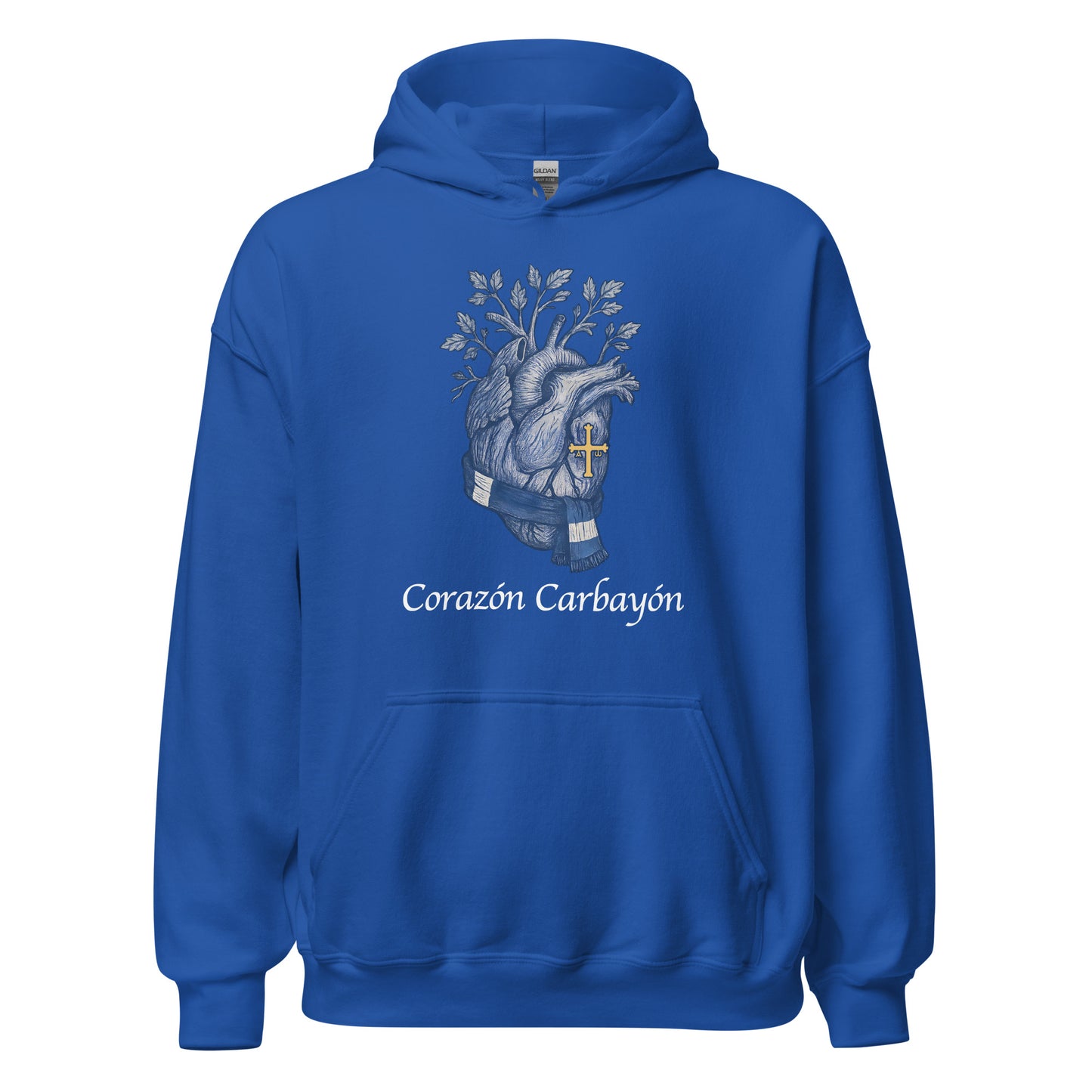 Hoodie Oviedo azul equipo fútbol Corazón Carbayón con imagen corazón front