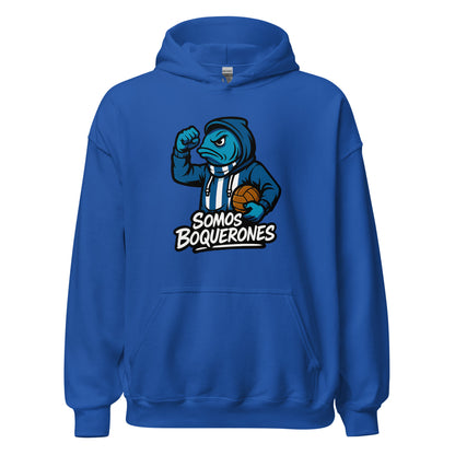 Hoodie Málaga azul equipo fútbol Somos Boquerones front
