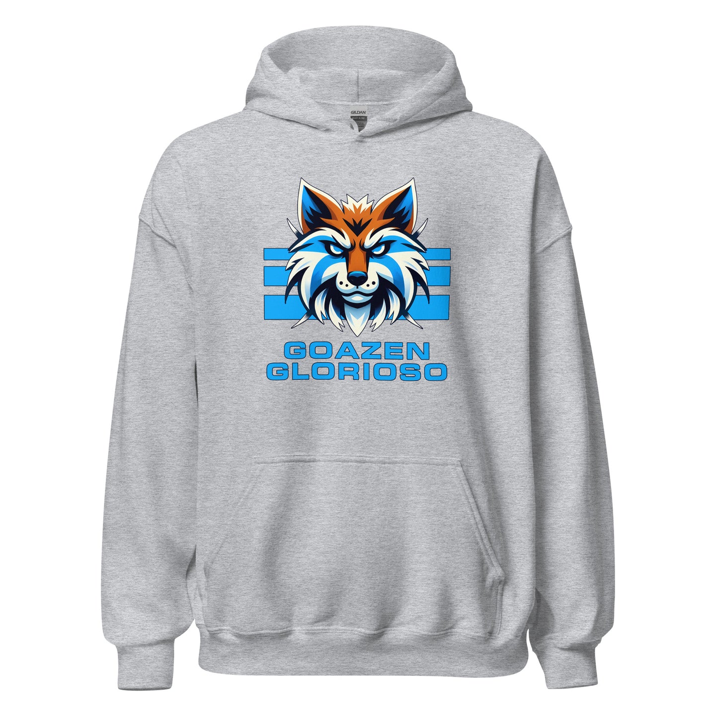 Sudadera capucha gris Deportivo Alavés equipo fútbol Goazen Glorioso con zorro front