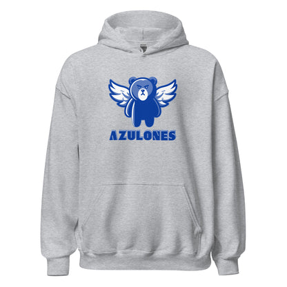 Hoodie Getafe gris claro equipo fútbol Azulones con oso alado front