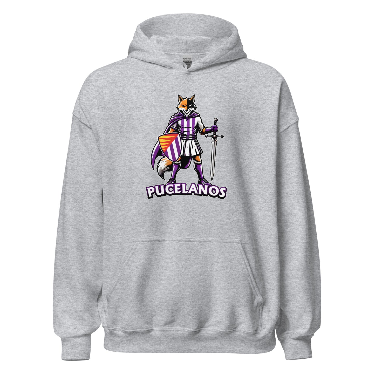 Sudadera capucha Valladolid  gris claro equipo fútbol Pucelanos front