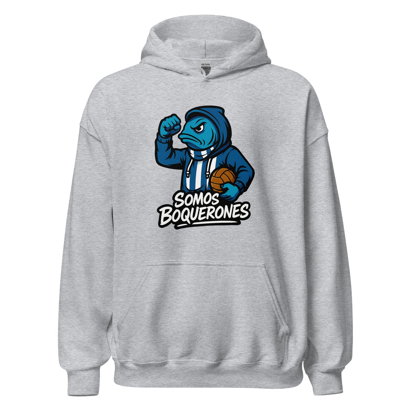 Hoodie Málaga gris claro equipo fútbol Somos Boquerones front