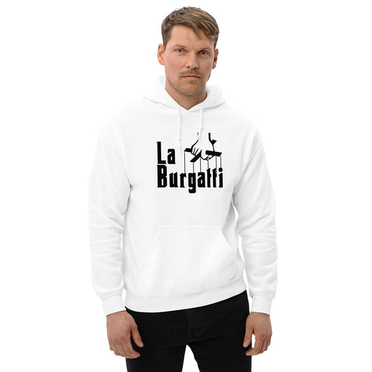 Sudadera capucha blanca Burgos equipo fútbol La Burgatti il padrino front