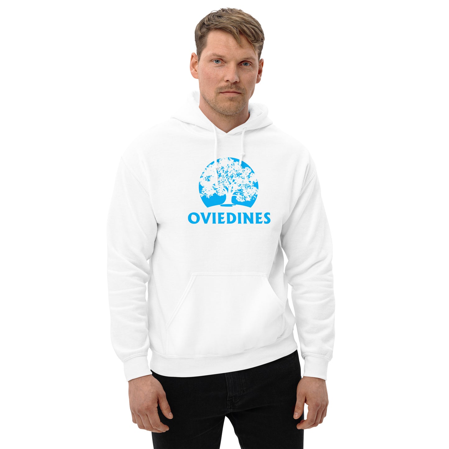 Sudadera capucha blanca Real Oviedo equipo fútbol Oviedines front