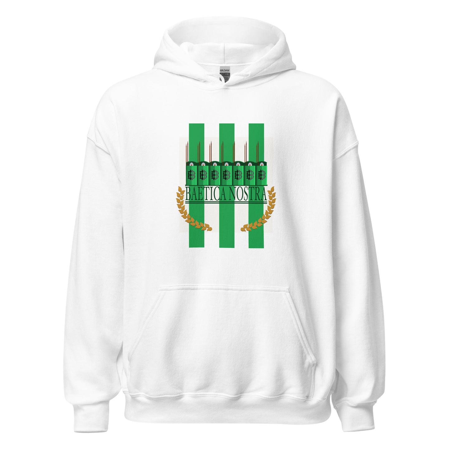 Sudadera capucha blanca Betis equipo fútbol Baetica Nostra front