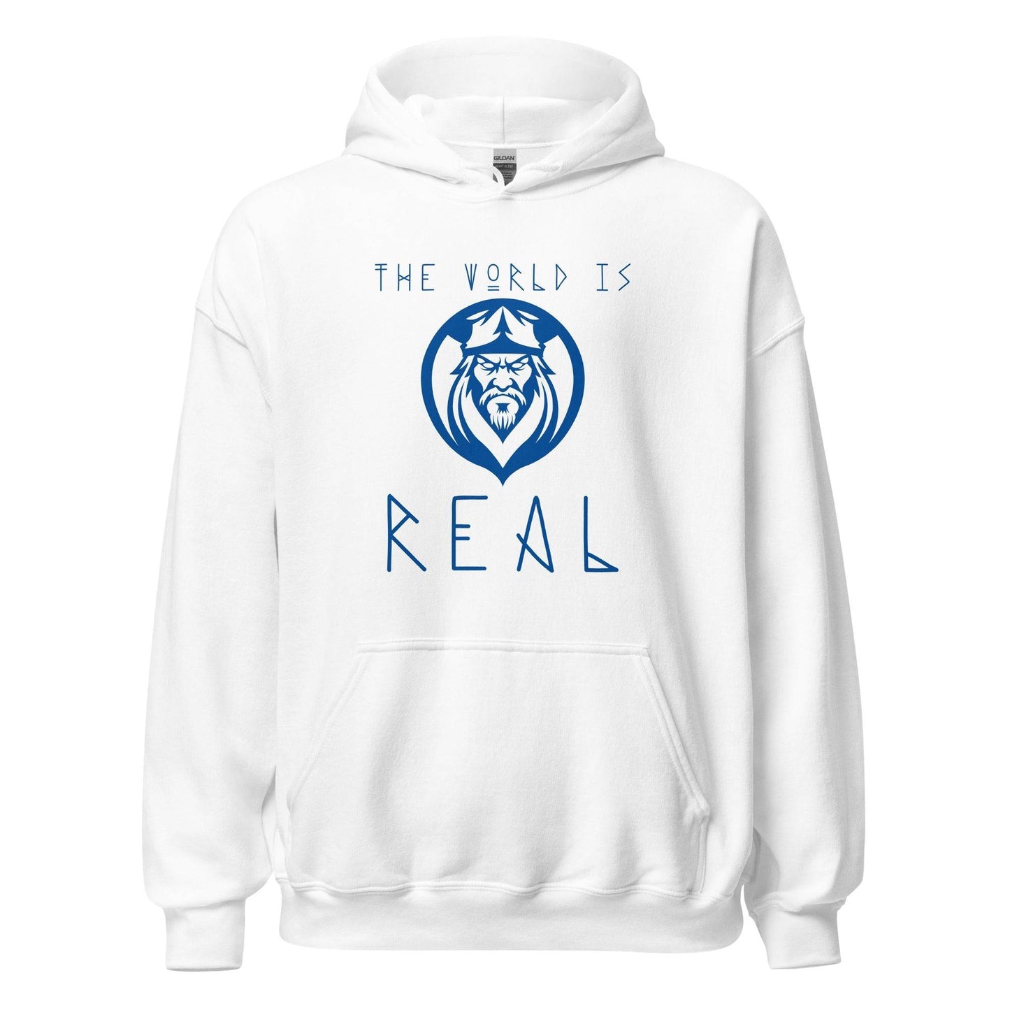 Sudadera capucha blanca Real Madrid equipo fútbol The World is Real vikingo front