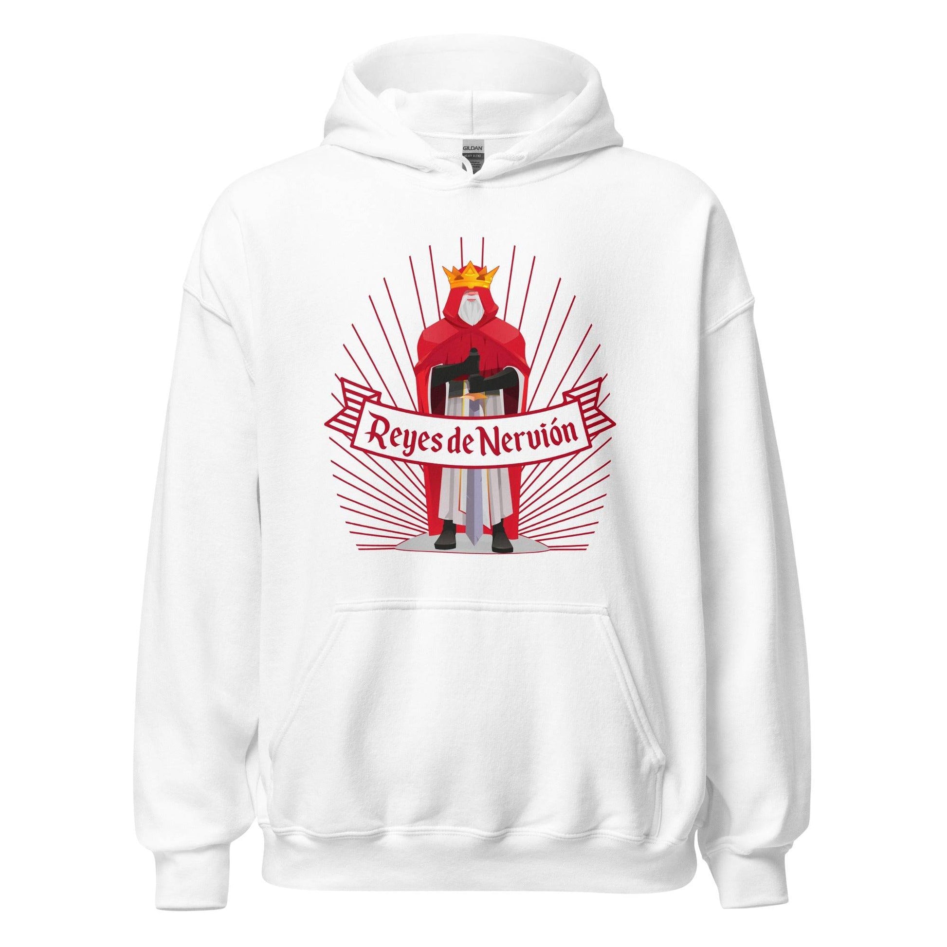 Sudadera capucha blanca Sevilla equipo fútbol Reyes del Nervión front