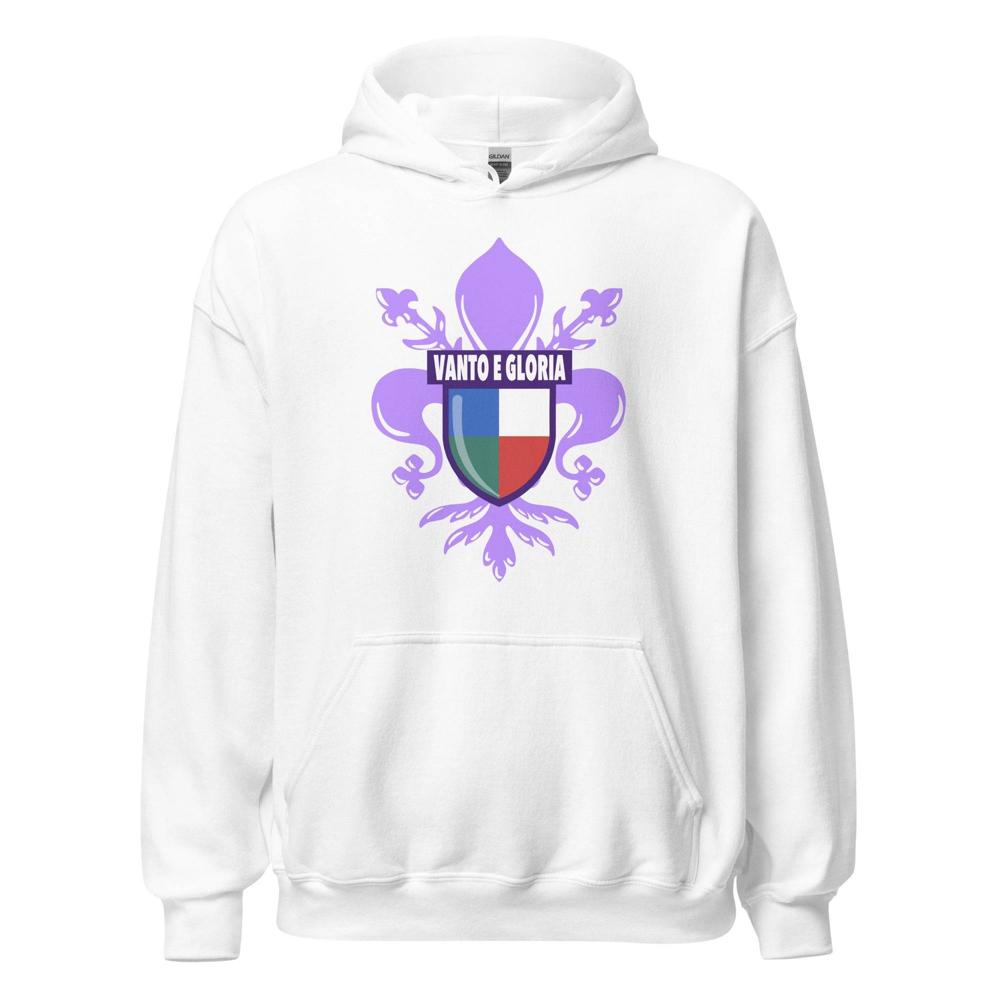 Sudadera capucha blanca Fiorentina equipo fútbol Vanto e Gloria giglio front