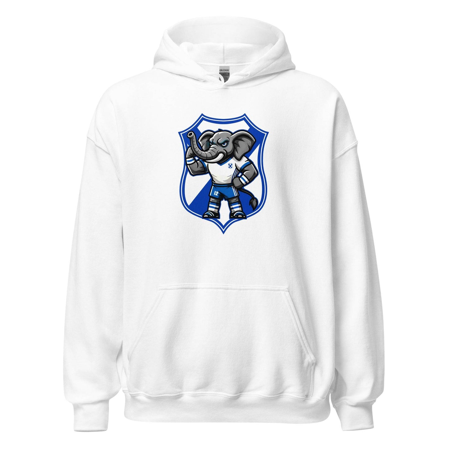 Hoodie Tenerife blanco equipo fútbol con imagen Elio y escudo front