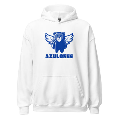 Hoodie Getafe blanco equipo fútbol Azulones con oso alado front