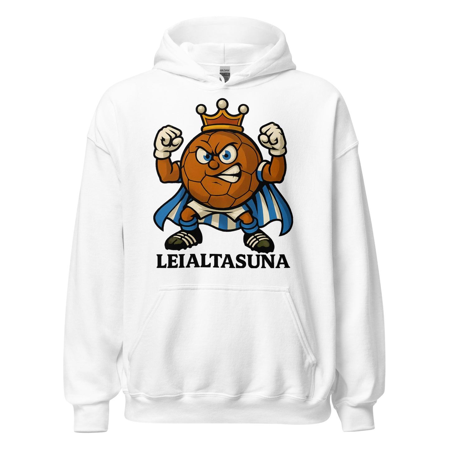 Hoodie Real Sociedad blanca equipo fútbol Leialtasuna con imagen Txurdín front