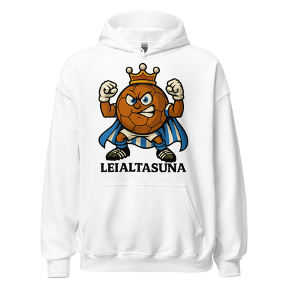 Hoodie Real Sociedad blanca equipo fútbol Leialtasuna con imagen Txurdín front