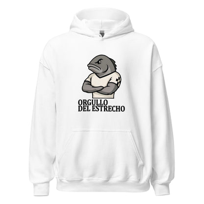 Hoodie Ceuta blanco equipo fútbol Orgullo del estrecho con imagen caballa front