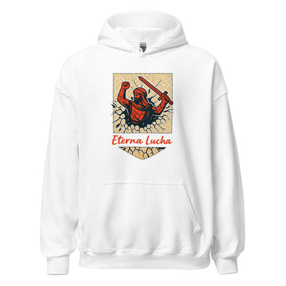 Hoodie Granada blanco equipo fútbol Eterna Lucha con imagen guerrero nazarí front