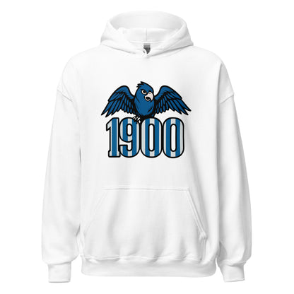 Hoodie Espanyol blanco equipo fútbol 1900 con periquito front