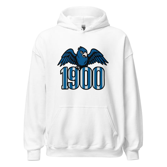 Hoodie Espanyol blanco equipo fútbol 1900 con periquito front