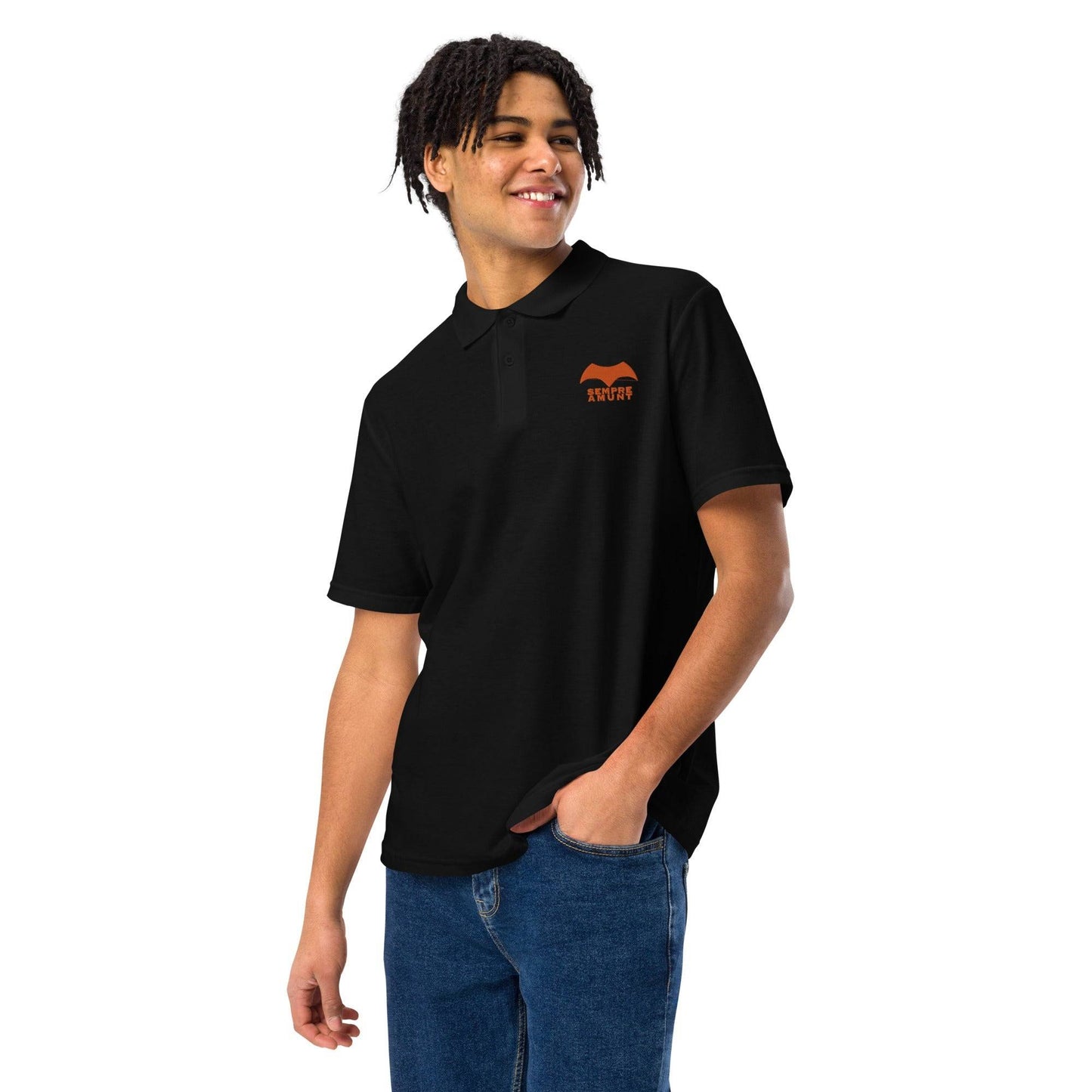 Polo negro Valencia equipo fútbol Sempre Amunt murciélago front perfil