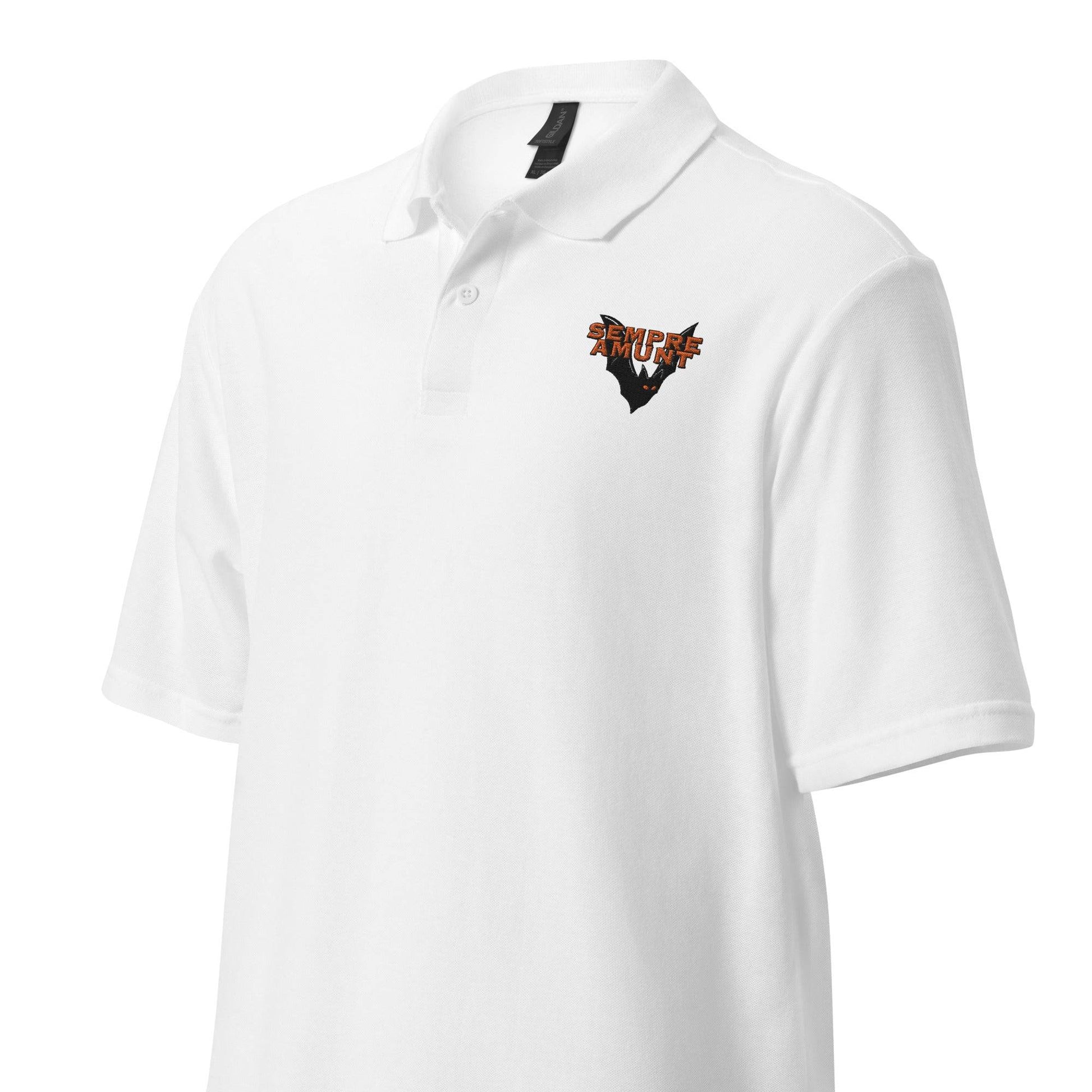 Polo blanco Valencia equipo fútbol Sempre Amunt murciélago front