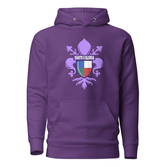 Sudadera capucha lila Fiorentina equipo fútbol Vanto e Gloria giglio front